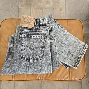 Men's Levi Strauss 550 Jeans Vintage Black Tab Acid Wash Distressed 30x30